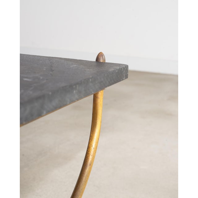 Italian Neoclassical Style Curule Brass Slate Cocktail Table For Sale - Image 13 of 18