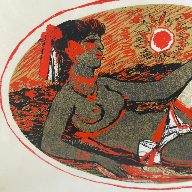 Modern Salvatore Fiume, Odalisque Woman, Silkscreen, 1950s For Sale - Image 3 of 12