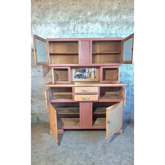 Vintage Mado 2-Body Kitchen Buffet with Cathedral Glass, 1950s For Sale - Image 10 of 11