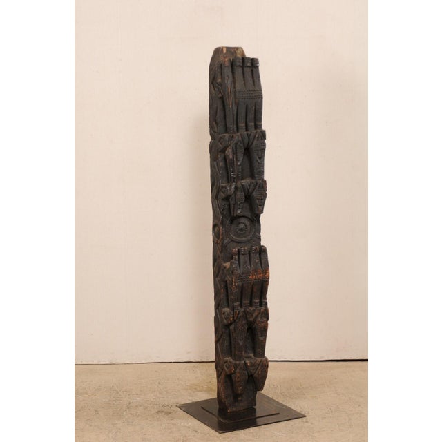 Early 20th Century Central Asian Carved Wood Beam on Stand For Sale - Image 4 of 11