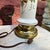 White Vintage Floral Glass Table Lamp With Brass Base For Sale - Image 8 of 8