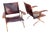 Vintage Stitched Leather Chairs by Jacques Adnet, 1950s, Set of 2 For Sale