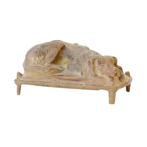 20th Century Contemporary Cast Bronze Figural Recumbent Dog Paperweight