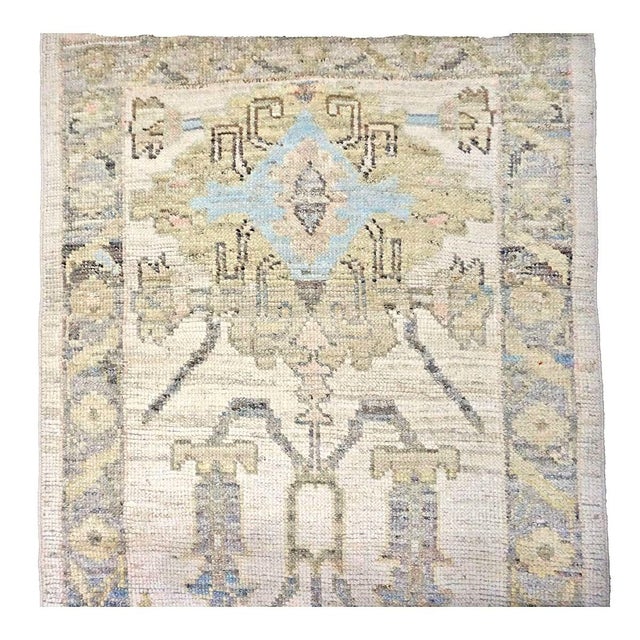 Textile 21st Century Turkish Oushak Wool 3x19 Yellow, Ivory & Charcoal Handmade Runner Rug #1144136 For Sale - Image 7 of 10