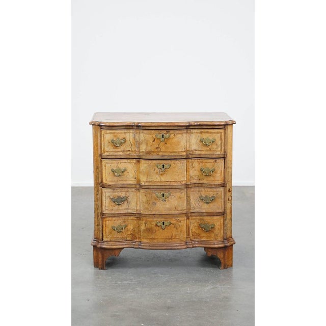 Baroque 18th Century Baroque Organ-Curved Burr Walnut Wooden Chest of Drawers For Sale - Image 3 of 15