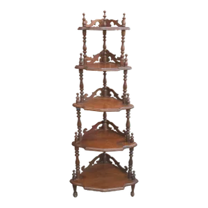 19th Century Victorian Rococo Style Mahogany Corner Etagere