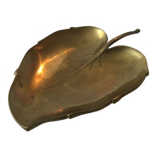 Mid-Century Modern Brass Leaf Dish For Sale