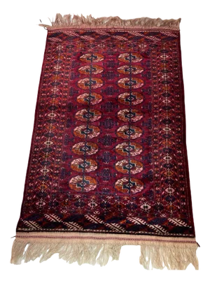 Vintage Turkoman Hand-Knotted Rug