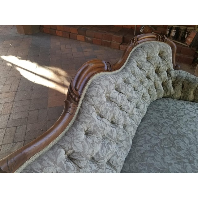 Early 20th Century Rare Victorian Tufted Love Seat in Walnut Frame For Sale - Image 10 of 15