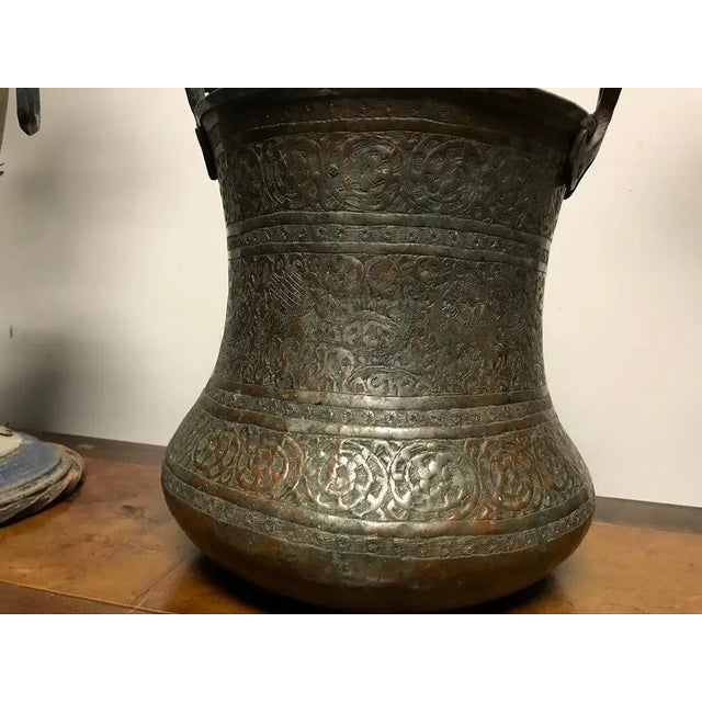 17th Century Persian Safavid Copper and Tin Etched Bucket For Sale - Image 5 of 13