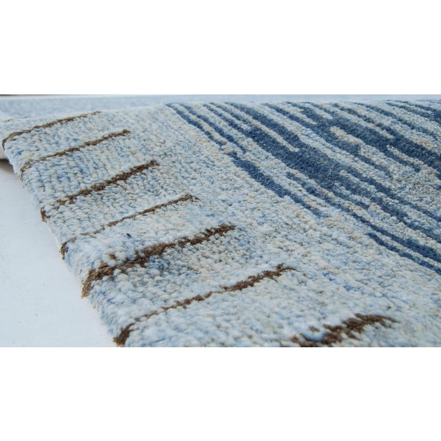Modern Swedish Design Blue Handmade Wool Pile Rug by Doris Leslie Blau For Sale - Image 4 of 8