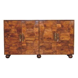Wavecrest Mango Wood Cabinet With Textured Doors For Sale