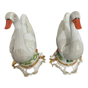 Antique French Porcelain Ducks - A Pair