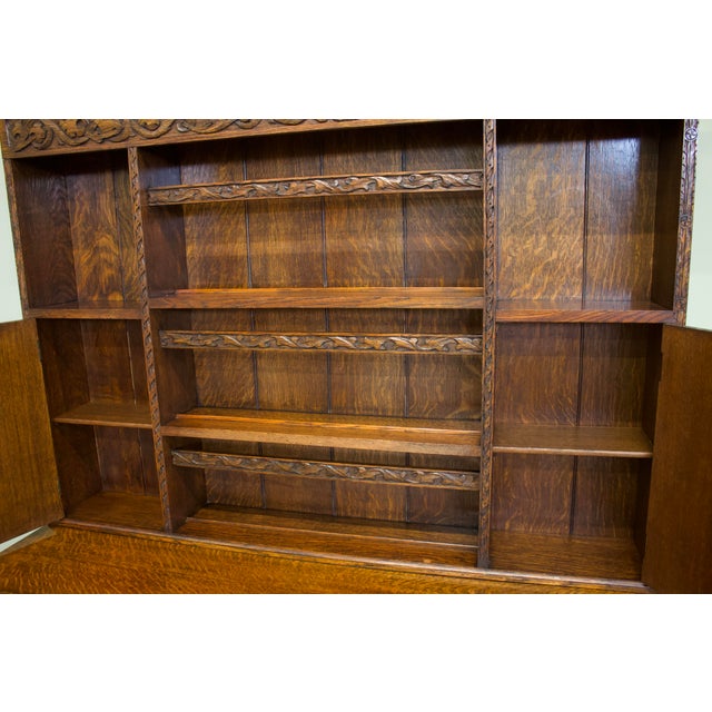 Vintage Jacobean Oak Carved Cabinet Dresser, 1980s For Sale - Image 10 of 13
