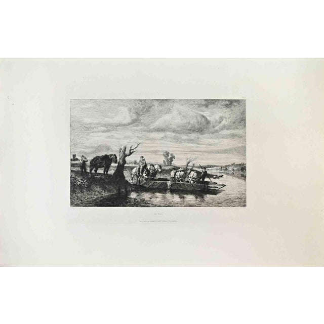 Jules Jacques Veyrassat, Le Bac, Etching, 1870s For Sale
