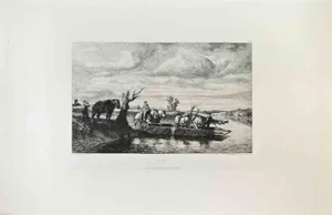 Jules Jacques Veyrassat, Le Bac, Etching, 1870s
