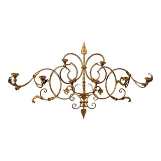 Late 20th Century Italianate Gilded Metal and Wood Wall Candelabra For Sale