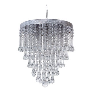 Italian Silver Upside Down Layered Cake Chandelier For Sale