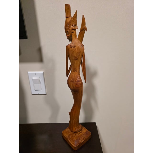 Art Deco 1950s Signed K. Dana (Mas, Bali) Elongated Art Deco Two-Piece Hardwood Sculpture For Sale - Image 3 of 12