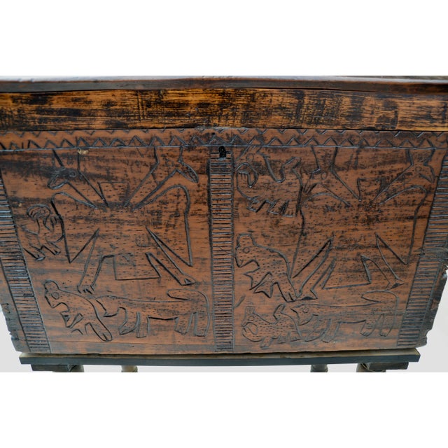 Spanish Colonial Wood Carved Chest For Sale - Image 9 of 10