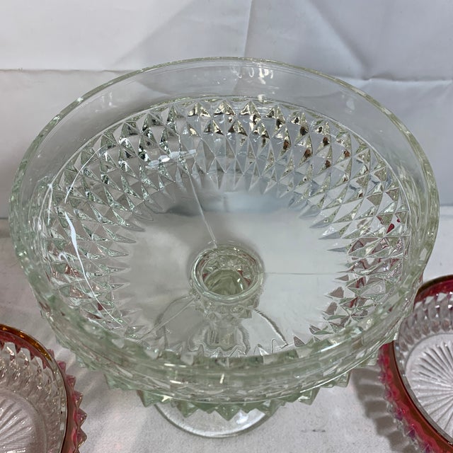 Glass Vintage Indiana Glass Diamond Point Ruby Flash Holiday Set - 5 Pieces For Sale - Image 7 of 7