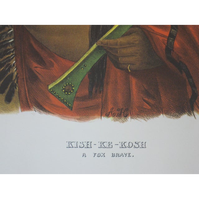 Prints Native American Wa-Pel-La Musquakees Chief Kish-Ke-Kosh Fox Brave. "The History of the Indian Tribes of North America" Reproduction - Set of 2 For Sale - Image 4 of 10