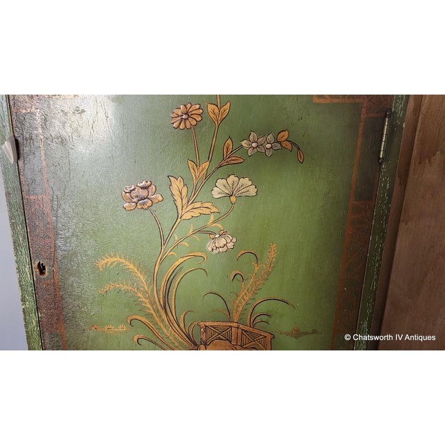 Brown Antique Jacobean Chinese Decorated Carved Walnut Narrow Cabinet by Tomlinson Furniture, C1920s For Sale - Image 8 of 14