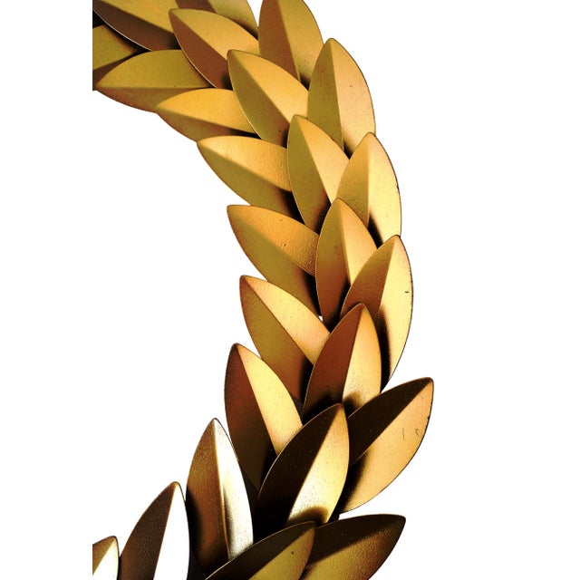 Gold Metal Laurel Leaf Round Wreath Wall Décor Christmas Décor | Chairish