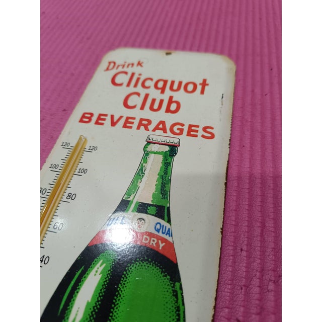 Premium Vintage Style Clicquot Club Ginger Ale Advertising Thermometer Sign For Sale - Image 4 of 10