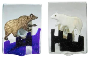Venetian Blown Glass Polar Bear Door Handles by Alfredo Barbini, 1940s, Set of 2