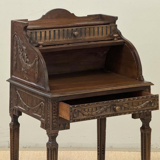 19th Century French Louis XVI Fruitwood Cylinder Cabinet ~ Nightstand For Sale - Image 16 of 18