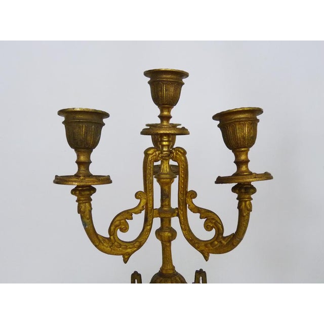 Four-Branch Bronze and Marble Candelabra, 1800s, Set of 2 For Sale - Image 4 of 9