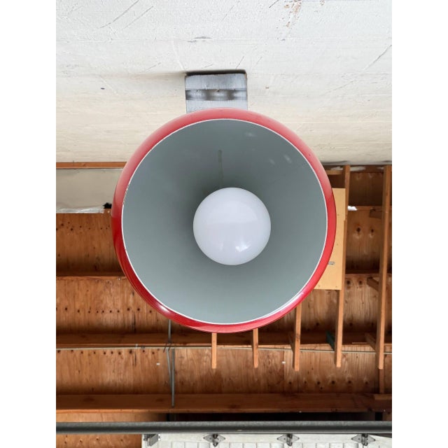 Red 1970s Mid-Century Modern Louis Poulsen Red Globe Metal Pendant Light Space Age Ceiling Lamp Danish For Sale - Image 8 of 10