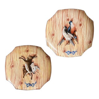 19th Century French Pair Faux Bois Porcelain Hunt Trophy For Sale