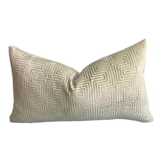 Aqua Old World Weavers Down and Feather Lumbar Pillow For Sale