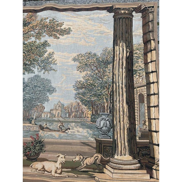 Beautiful late 20th century French mechanical Jaquar made tapestry with beautiful design and light colors, machine made...