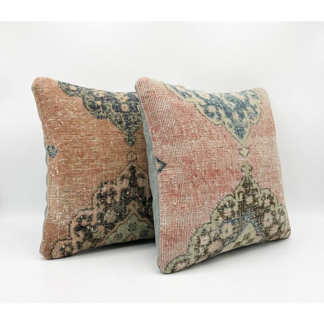 Mid-Century Modern Anatolian Oushak Rug Pillow Cover 20'' X 20'' - Set of Two For Sale - Image 3 of 4