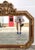1970s Large Vintage Mid Century Red Column Gold Gilt Beveled Glass Hanging Wall Mirror For Sale - Image 5 of 11