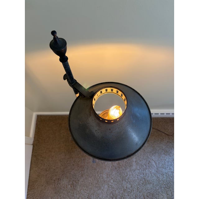 Gray Early 20th Century Forged Iron Adjustable Colonial Floor Lamp For Sale - Image 8 of 14