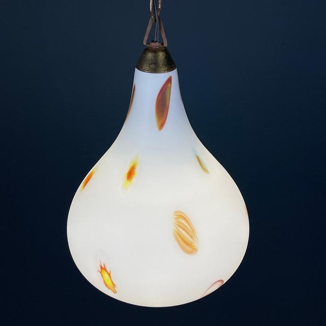 Mid-Century Modern Mid-Century Modern Opaline Murano Glass Pendant Lamp from Stilnovo, 1950s For Sale - Image 3 of 15