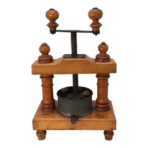Beautifully Hand Made Antique Country French Hardwood & Iron Kitchen Fruits & Citrus Hand Crank Juicer - Press