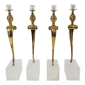 1960s (4pc) Hollywood Regency Brass Caryatid Candleholders
