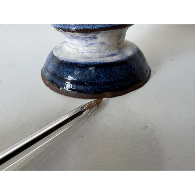 1980’s Vintage Organic Handmade and Painted Ceramic Pedestal Bowl by Mattaway For Sale - Image 10 of 12