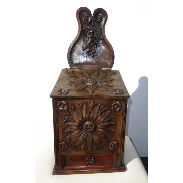 Wood Vintage Floral Motif Carved Wood Box For Sale - Image 7 of 11