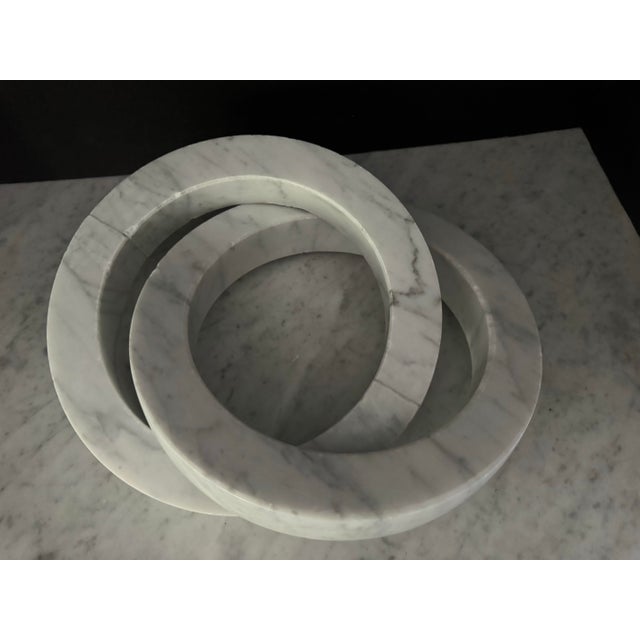 Abstract Carrera Marble Decorative Interlocking Rings For Sale - Image 3 of 9