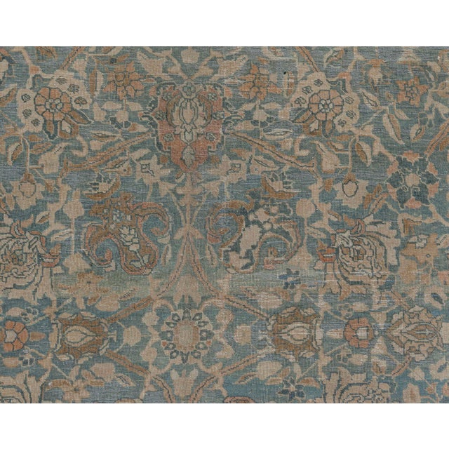 Blue Antique Persian Tabriz Rug in Blue and Brown For Sale - Image 8 of 8