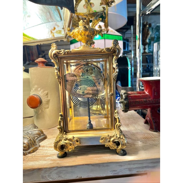 Metal Vintage Ansonia Brass Mantle Clock For Sale - Image 7 of 9