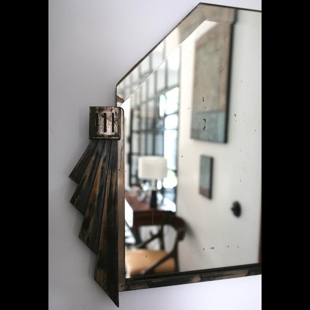 Silver Vintage French Beveled Mirror, 1930s For Sale - Image 8 of 15