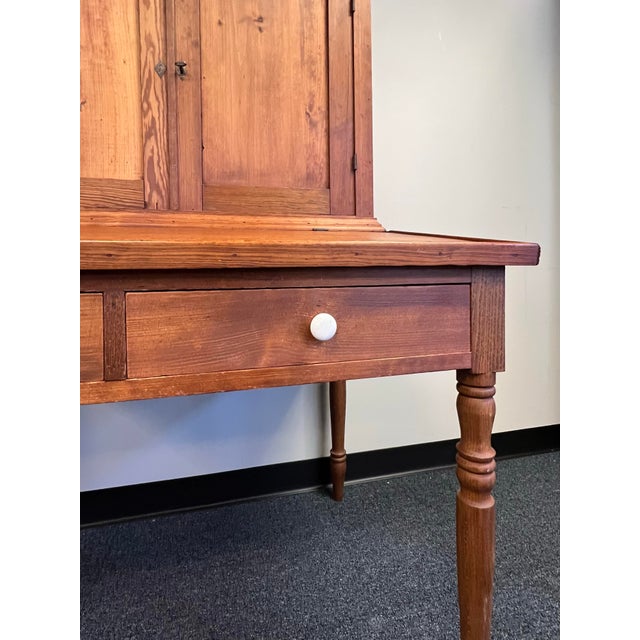 Brown Antique Southern Pine Two Piece Plantation Secretary Desk For Sale - Image 8 of 12