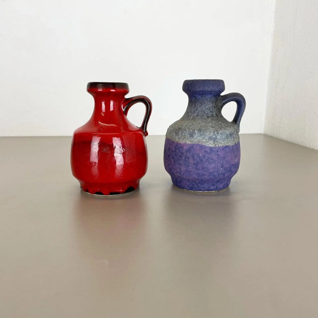 Pottery Fat Lava Vases in Purple-Red by Jopeko, Germany, 1970s, Set of 2 For Sale - Image 4 of 18